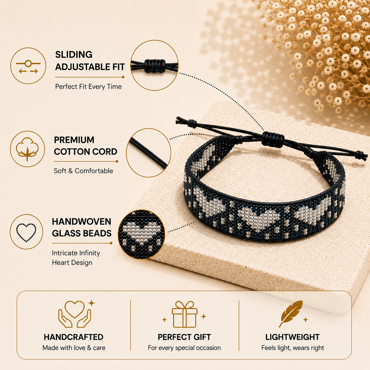 Infinity Hearts Beaded Bracelet