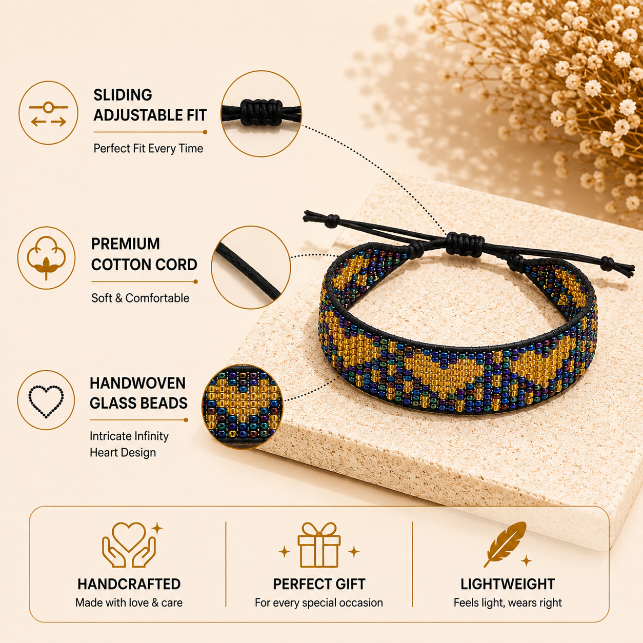 Infinity Hearts Beaded Bracelet