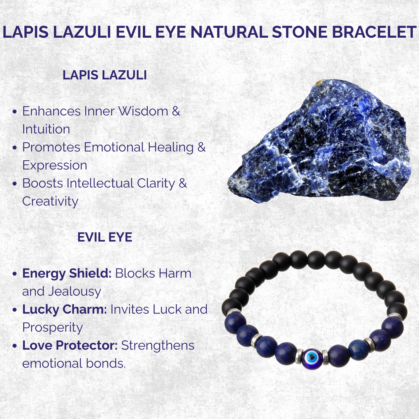 Lapis Lazuli Evil Eye Natural Stone Bracelet