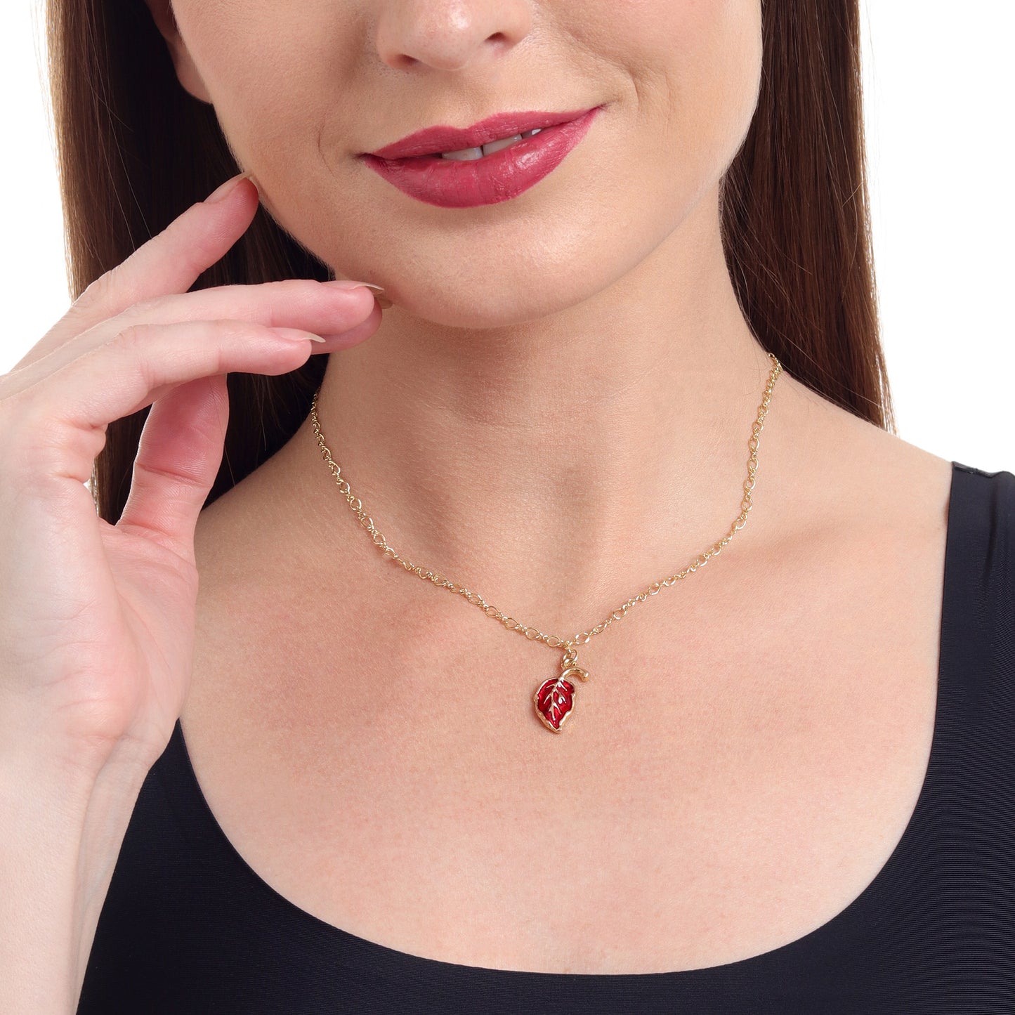 Leaf Charm Gold Choker Necklace