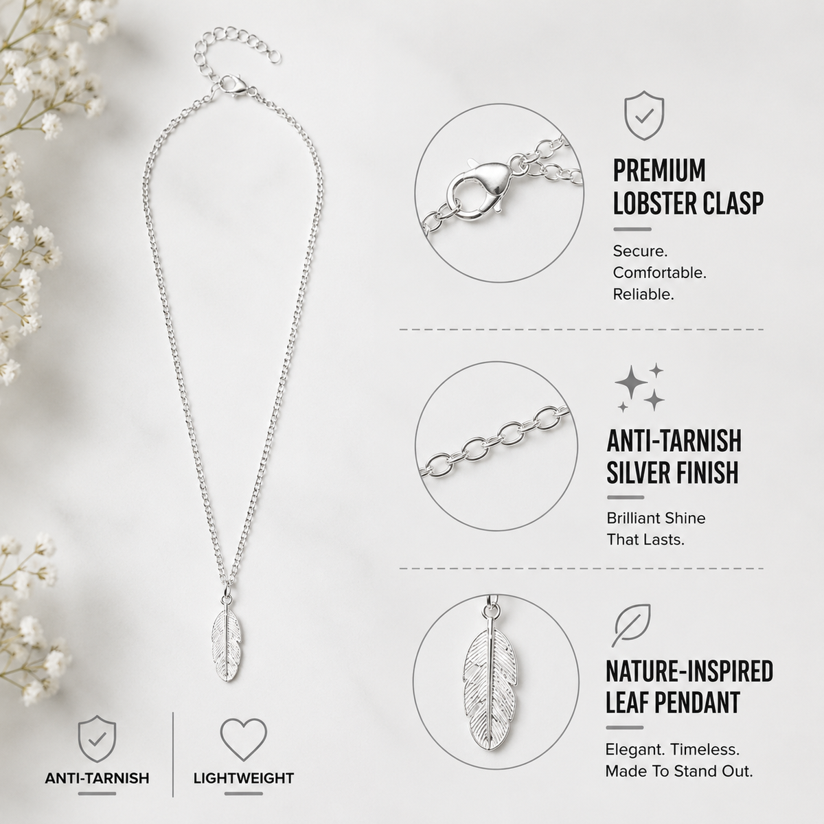 Leaf Pendant Choker Necklace