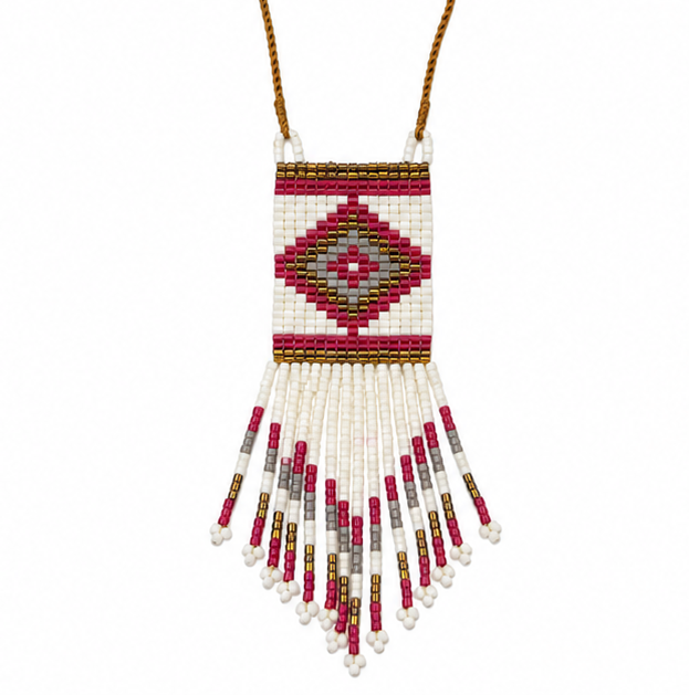 Long Beaded Fringe Necklace for Women
