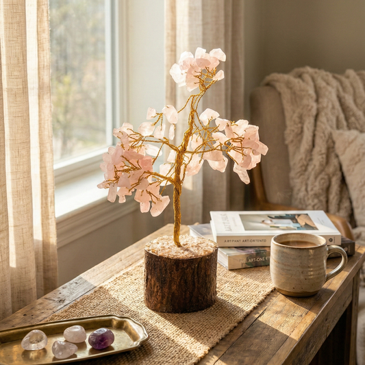 Love Attraction Rose Quartz Natural Stone Tree