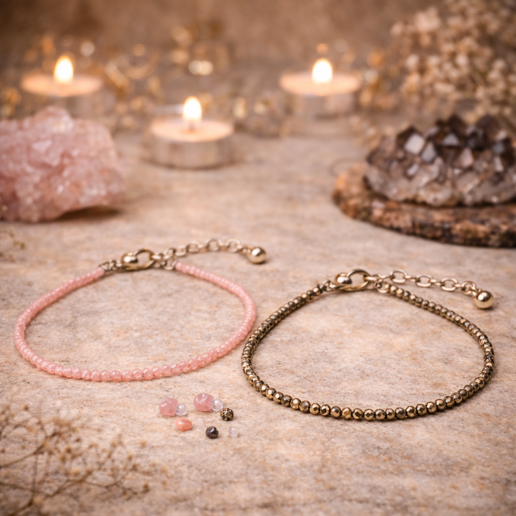 Love & Money Attraction Anklets Combo – Rose Quartz & Pyrite