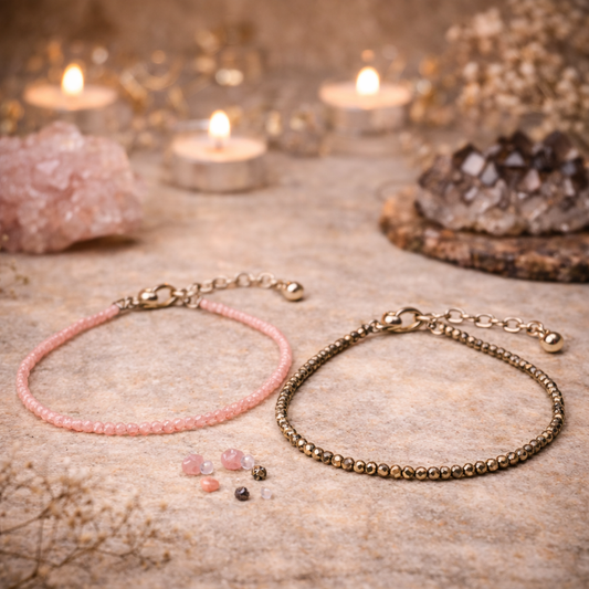 Love & Money Attraction Anklets Combo – Rose Quartz & Pyrite
