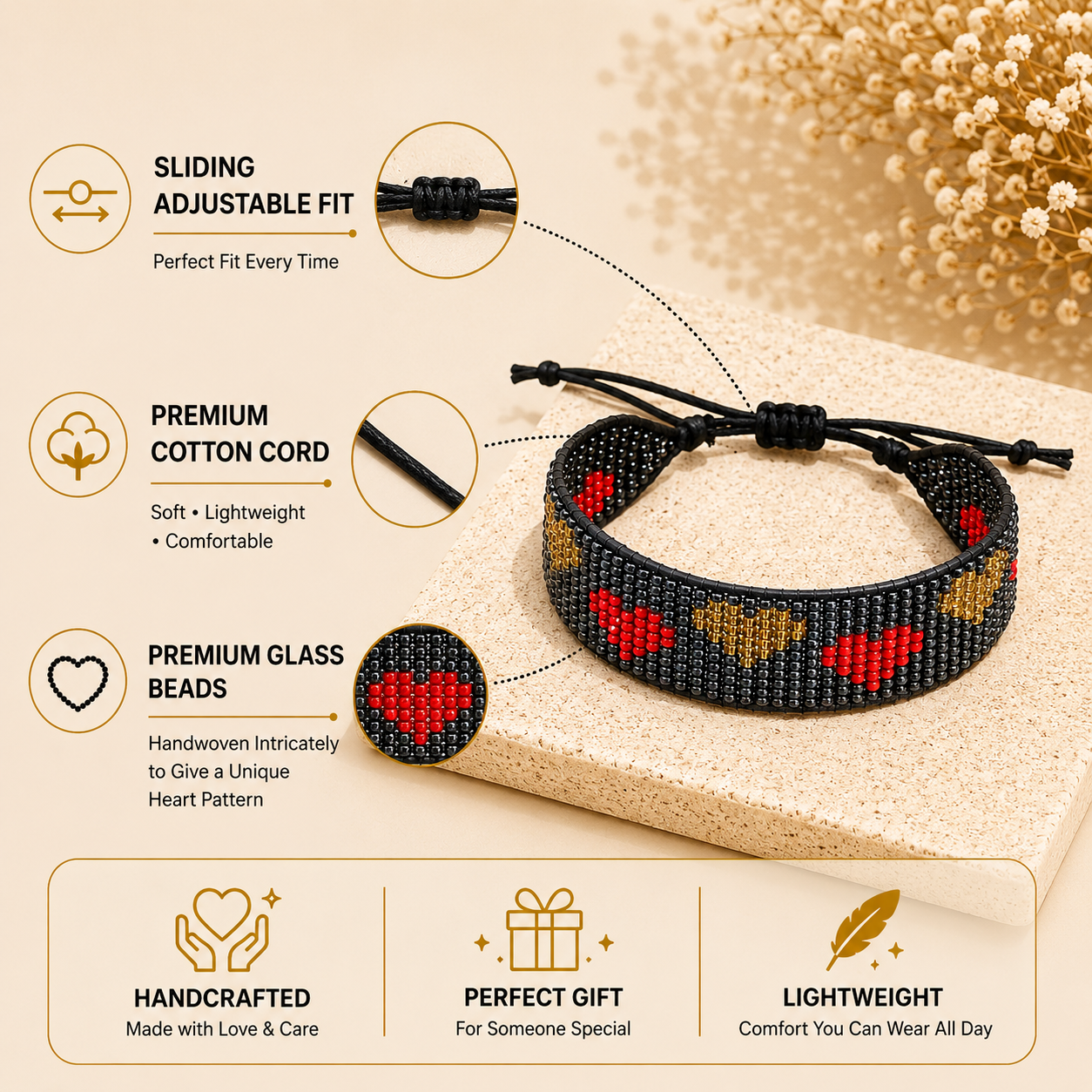 LoveLink Hearts Beaded Bracelet