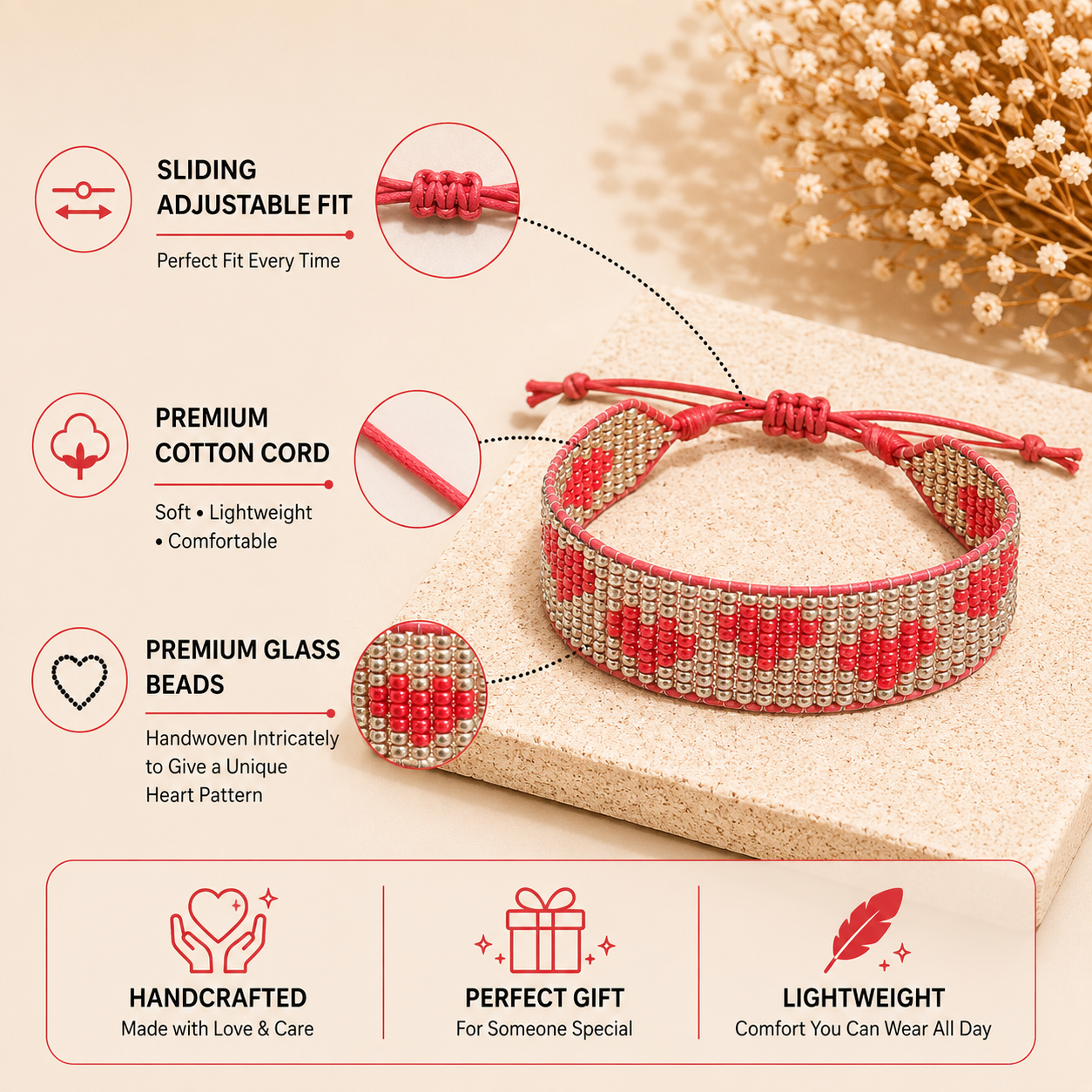 LoveLink Hearts Beaded Bracelet