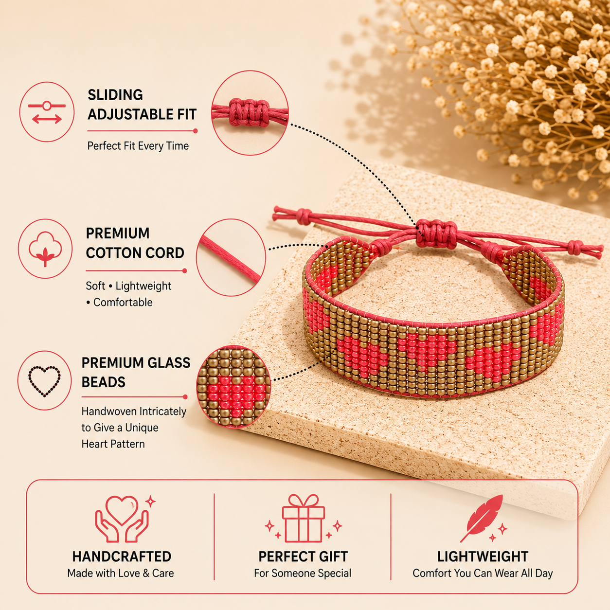 LoveLink Hearts Beaded Bracelet
