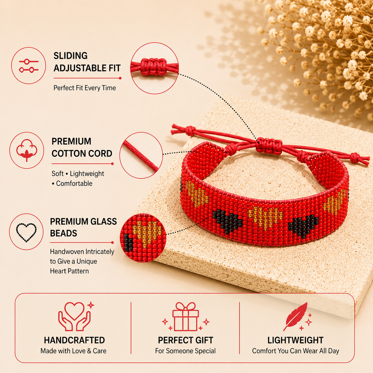 LoveLink Hearts Beaded Bracelet