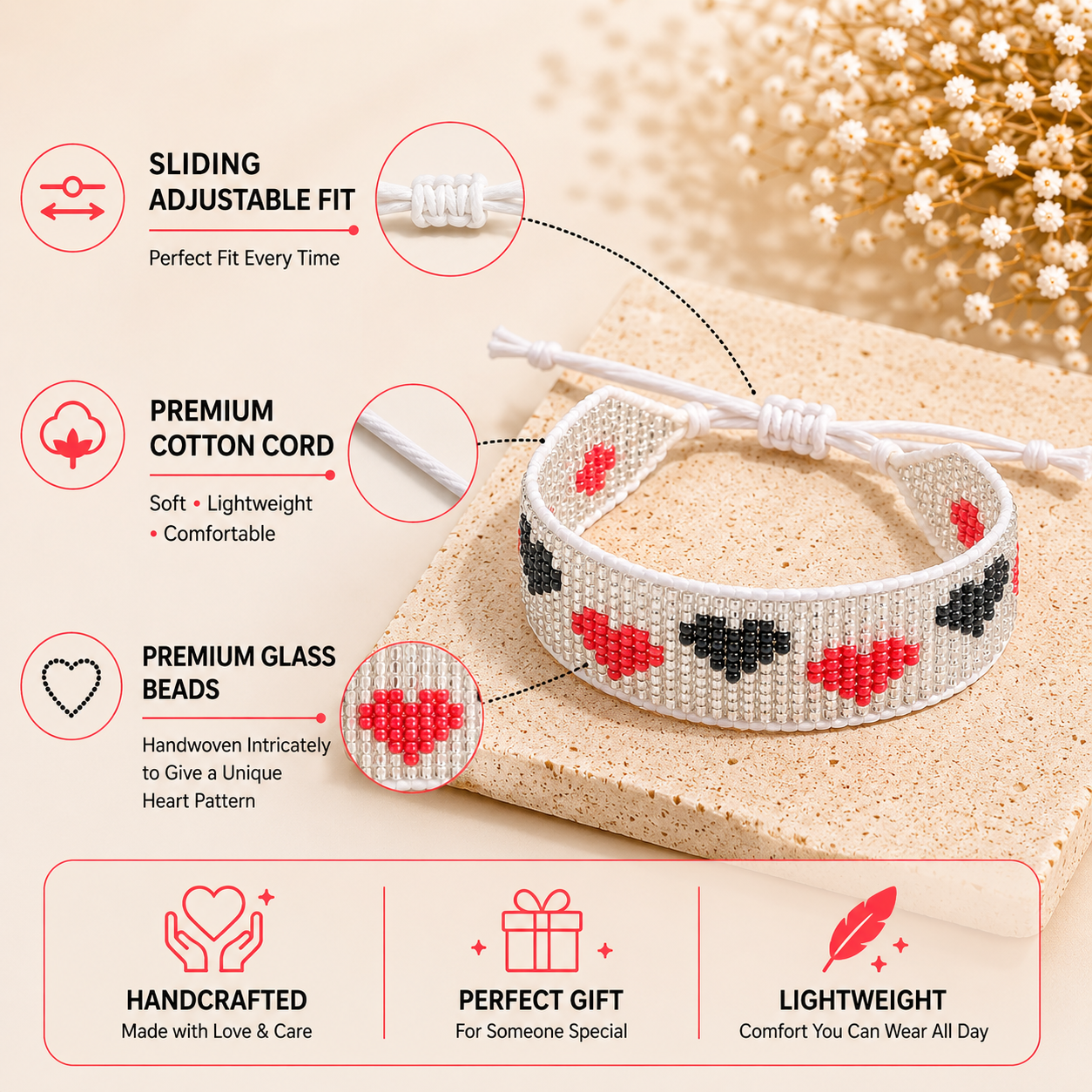 LoveLink Hearts Beaded Bracelet