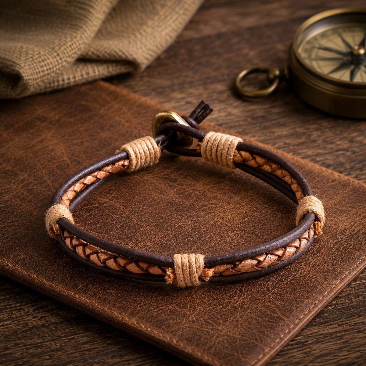 Malaga Men’s Braided Leather Bracelet