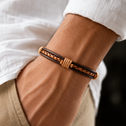 Malaga Men’s Braided Leather Bracelet