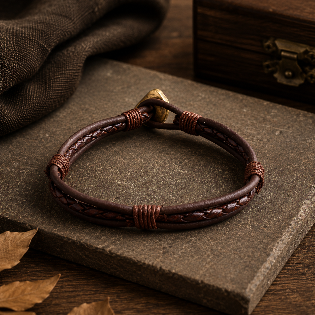 Marbella Men’s Braided Leather Bracelet