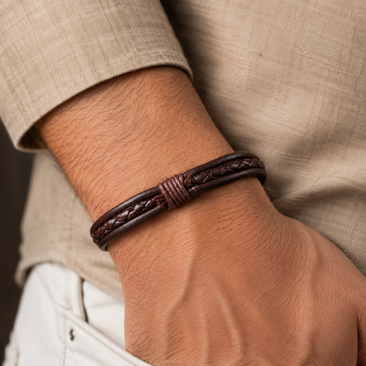 Marbella Men’s Braided Leather Bracelet