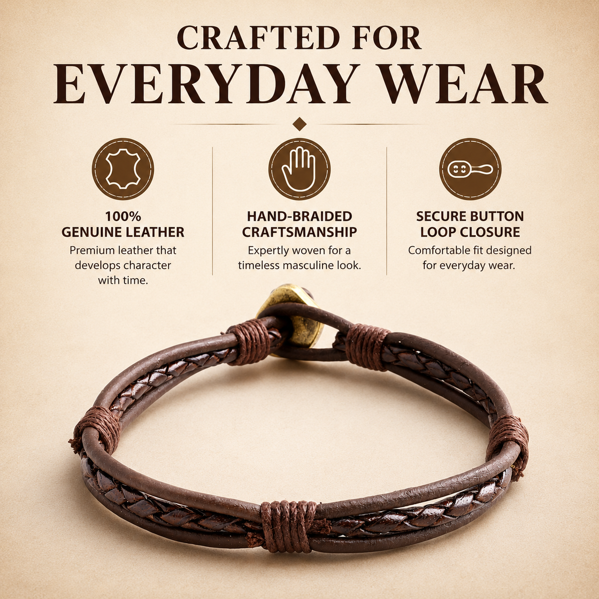 Marbella Men’s Braided Leather Bracelet