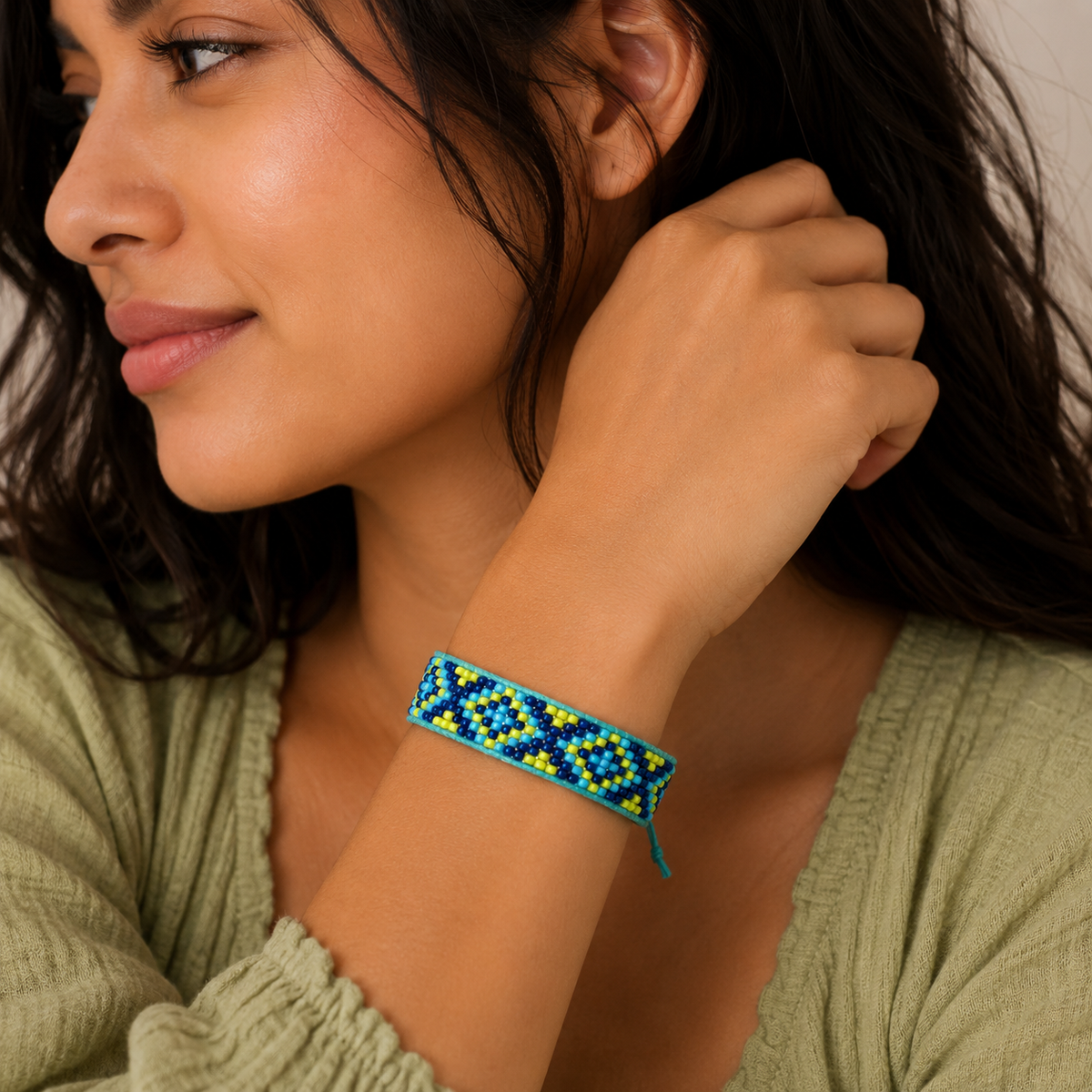 Mayan Pattern Beaded Bracelet