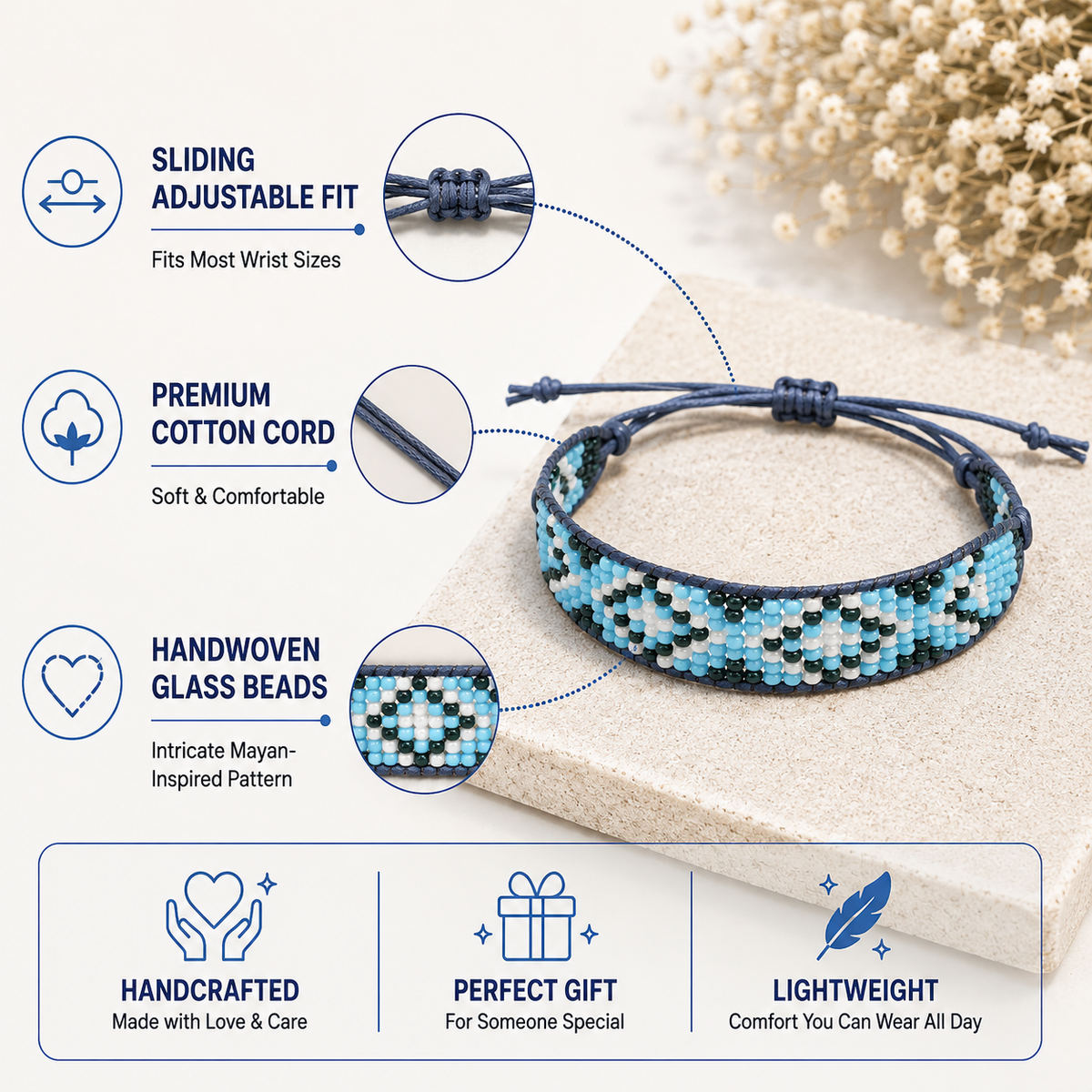 Mayan Pattern Beaded Bracelet