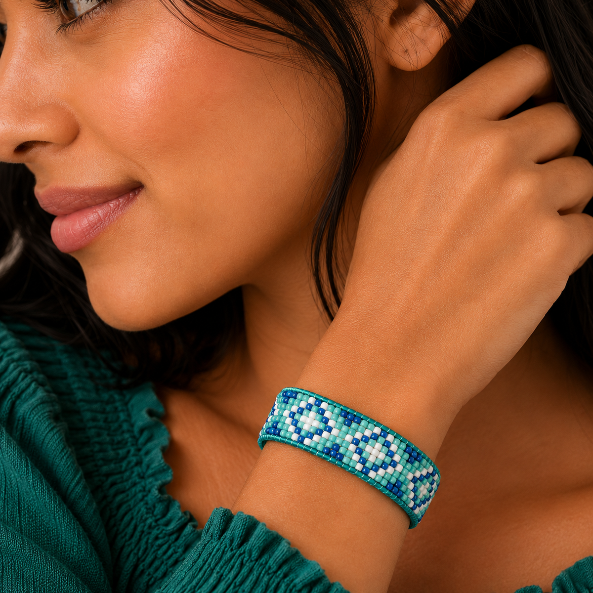Mayan Pattern Beaded Bracelet