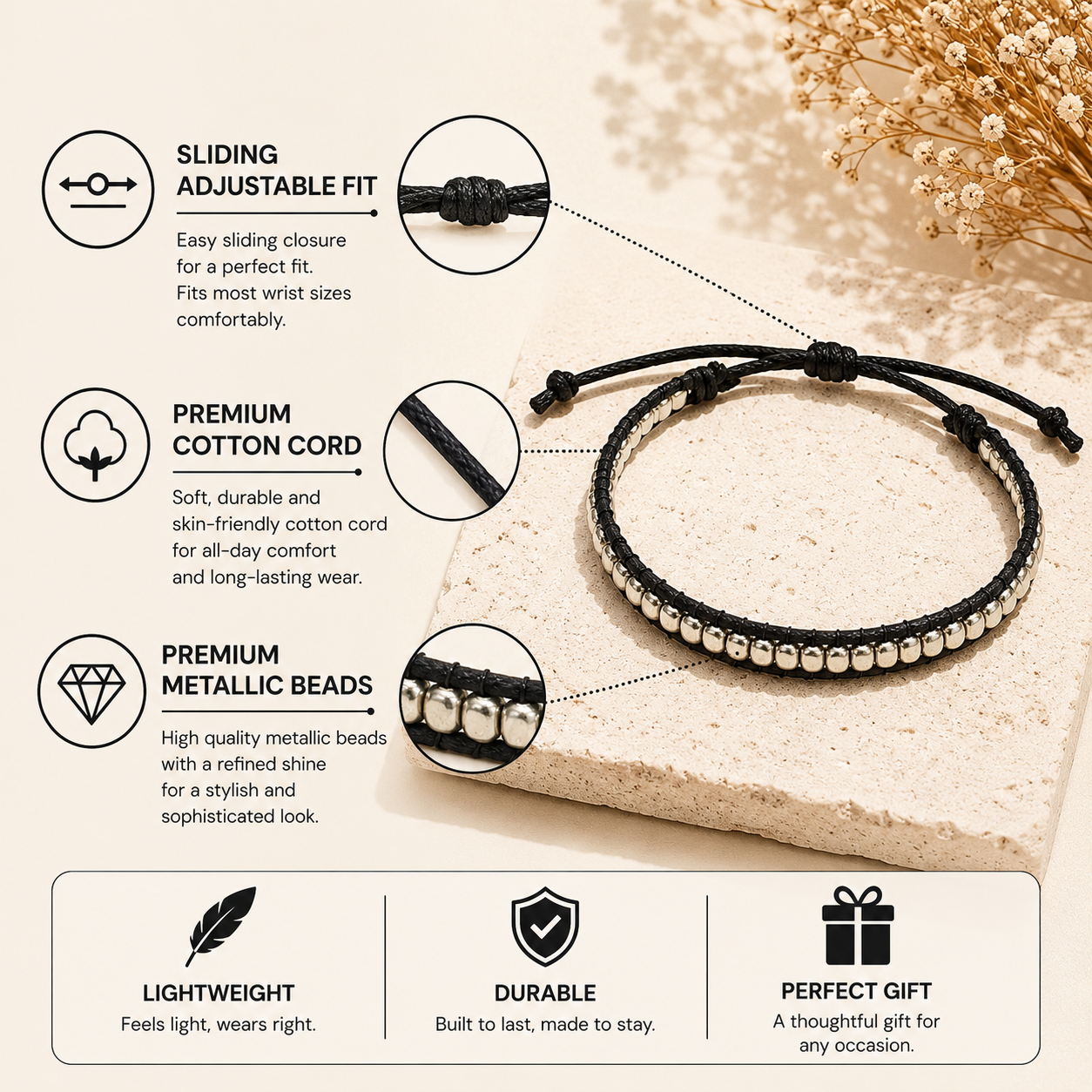 Metallic Beaded Bracelet