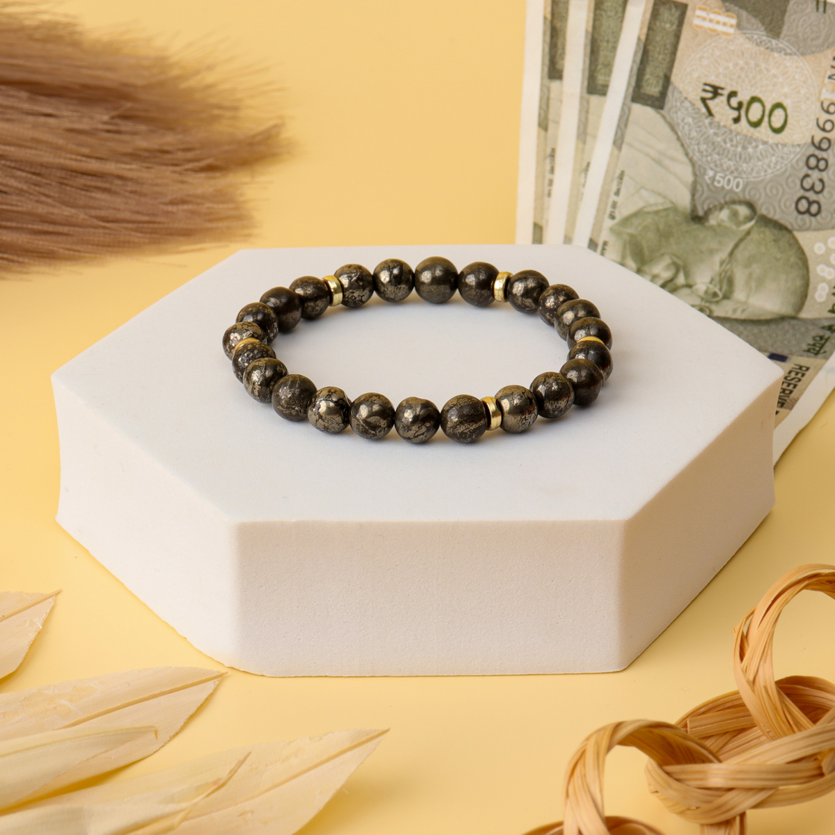 Money Magnet Pyrite Bracelet & Pyrite Pyramid Combo