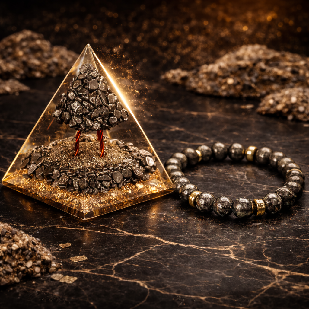 Money Magnet Pyrite Bracelet & Pyrite Pyramid Combo