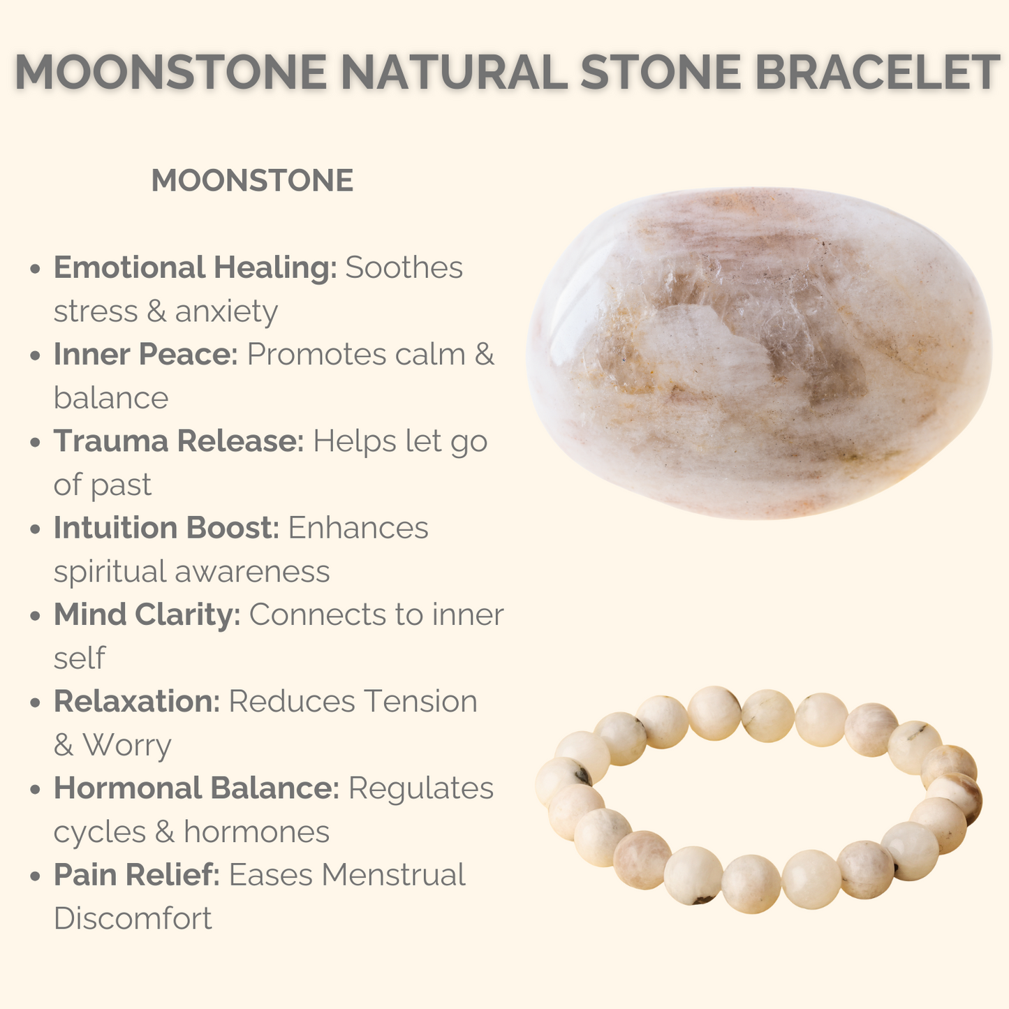 Calming Moonstone Natural Stone Bracelet