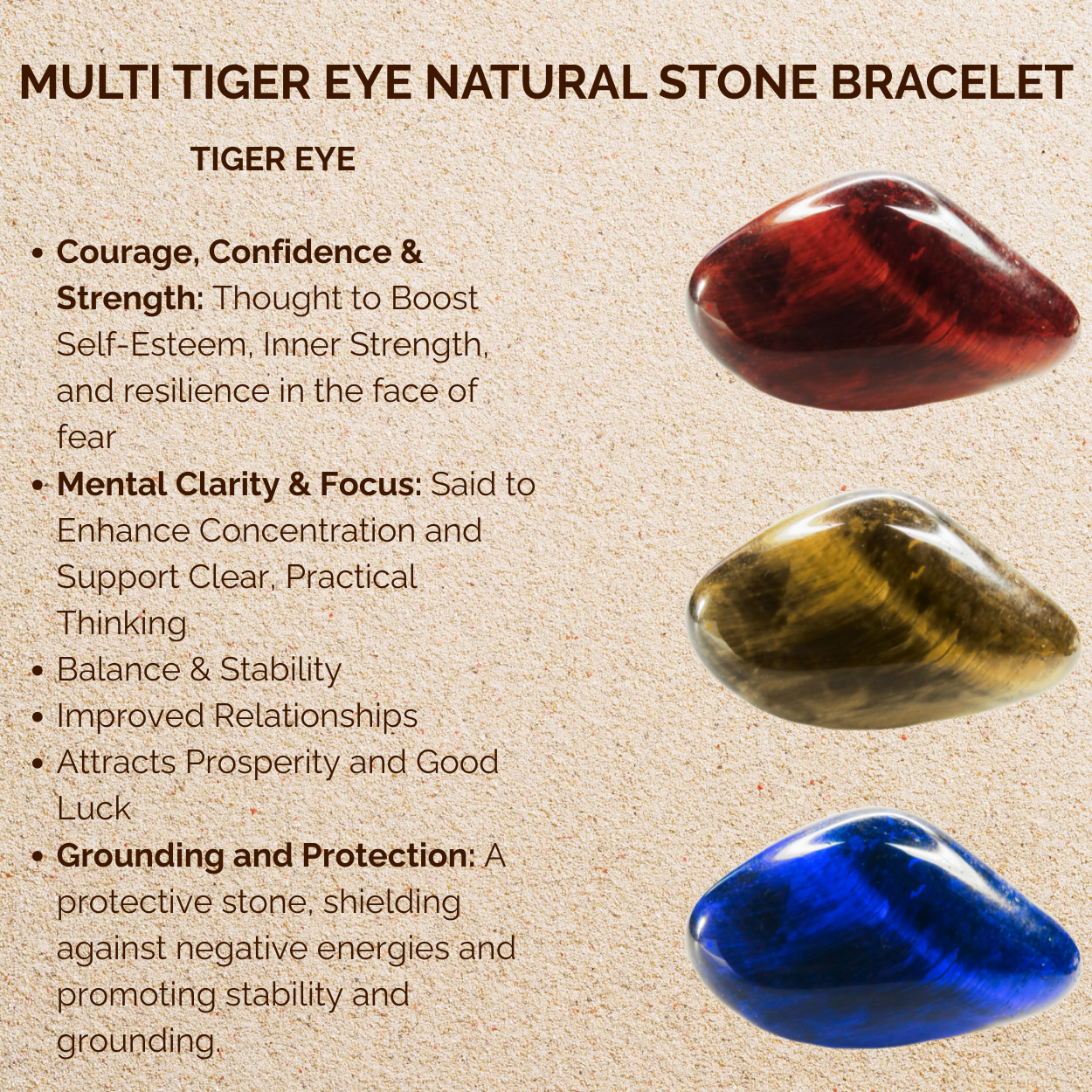 Multi Tiger Eye Natural Stone Bracelet