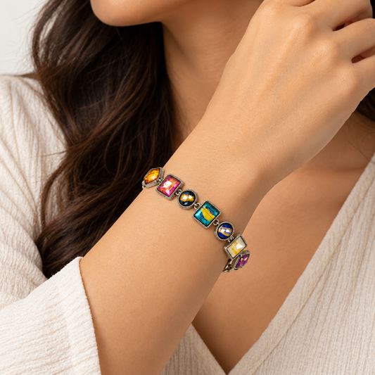 Multicolour Geometric Link Bracelet for Women