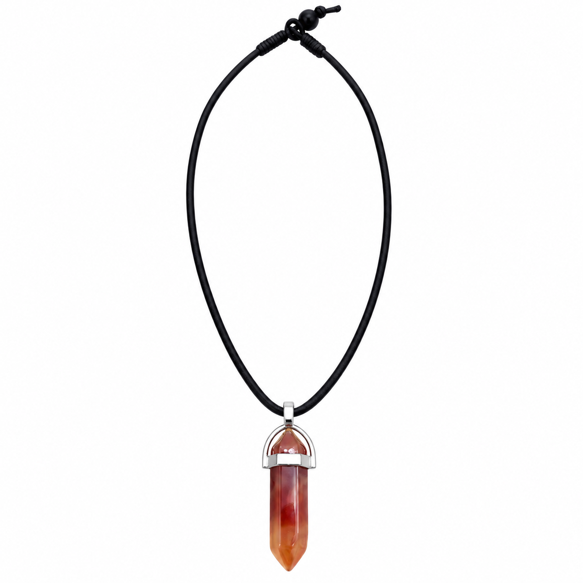 Natural Carnelian Stone Leather Cord Necklace for Men