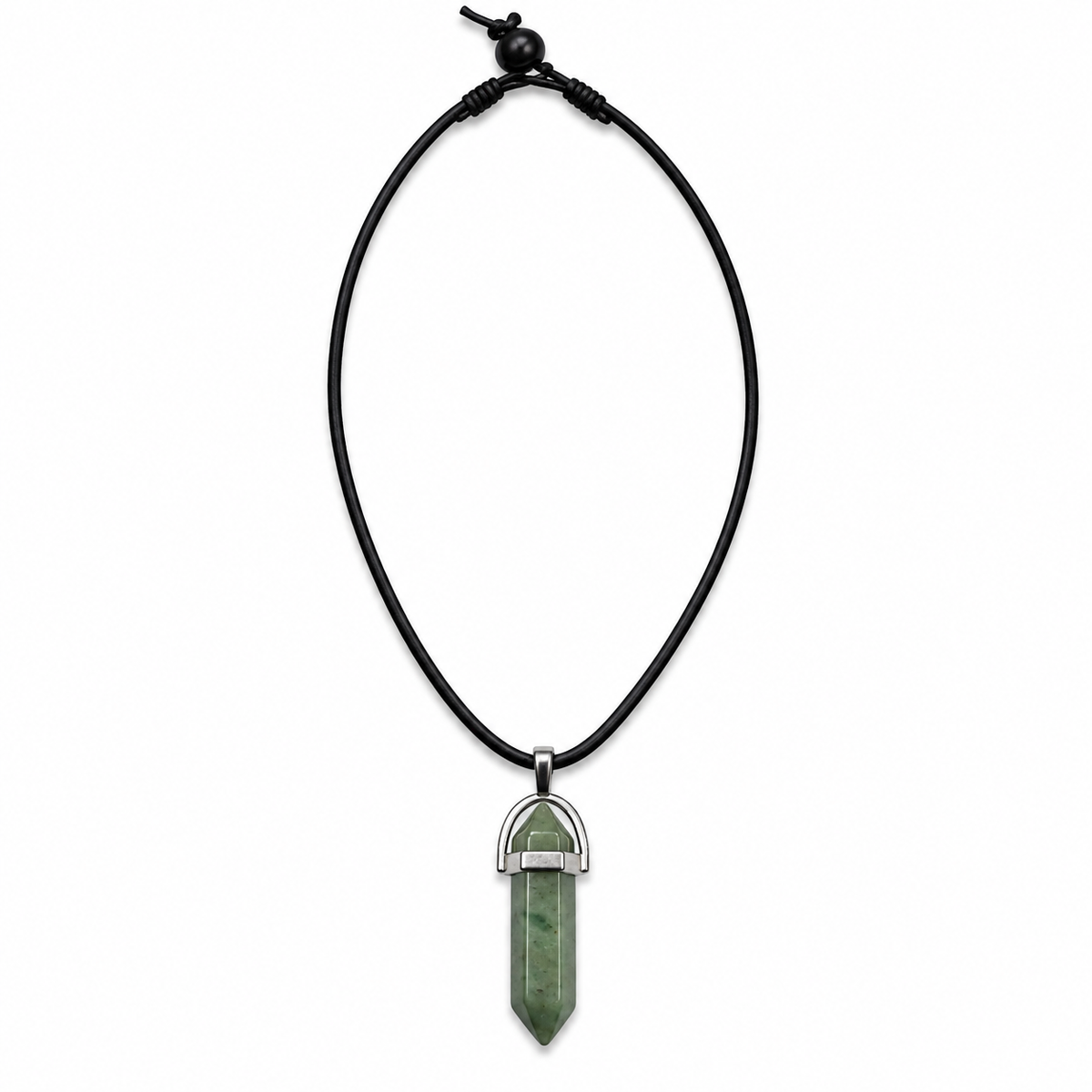 Natural Green Aventurine Stone Leather Cord Necklace for Men