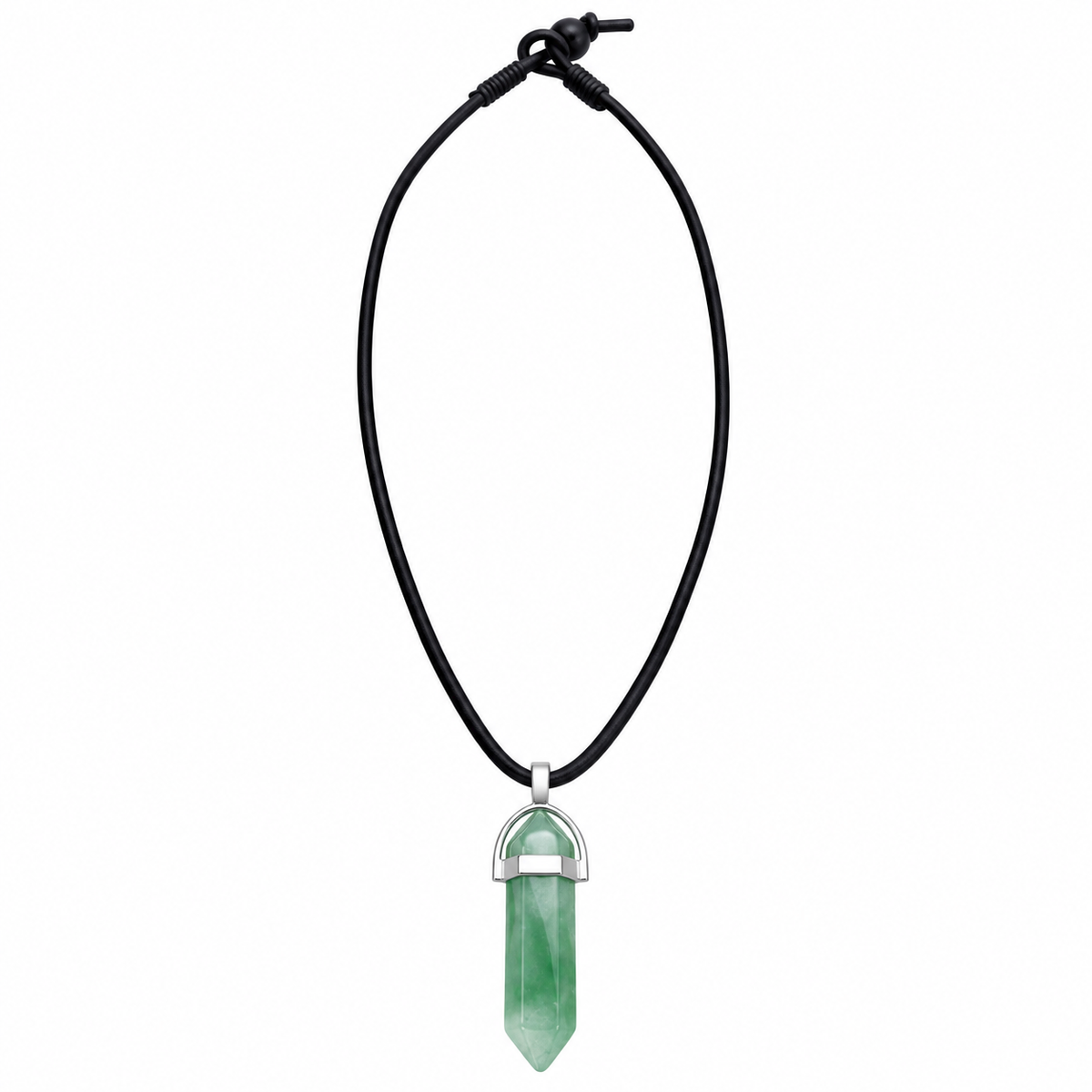 Natural Green Strawberry Quartz Stone Leather Cord Necklace for Men