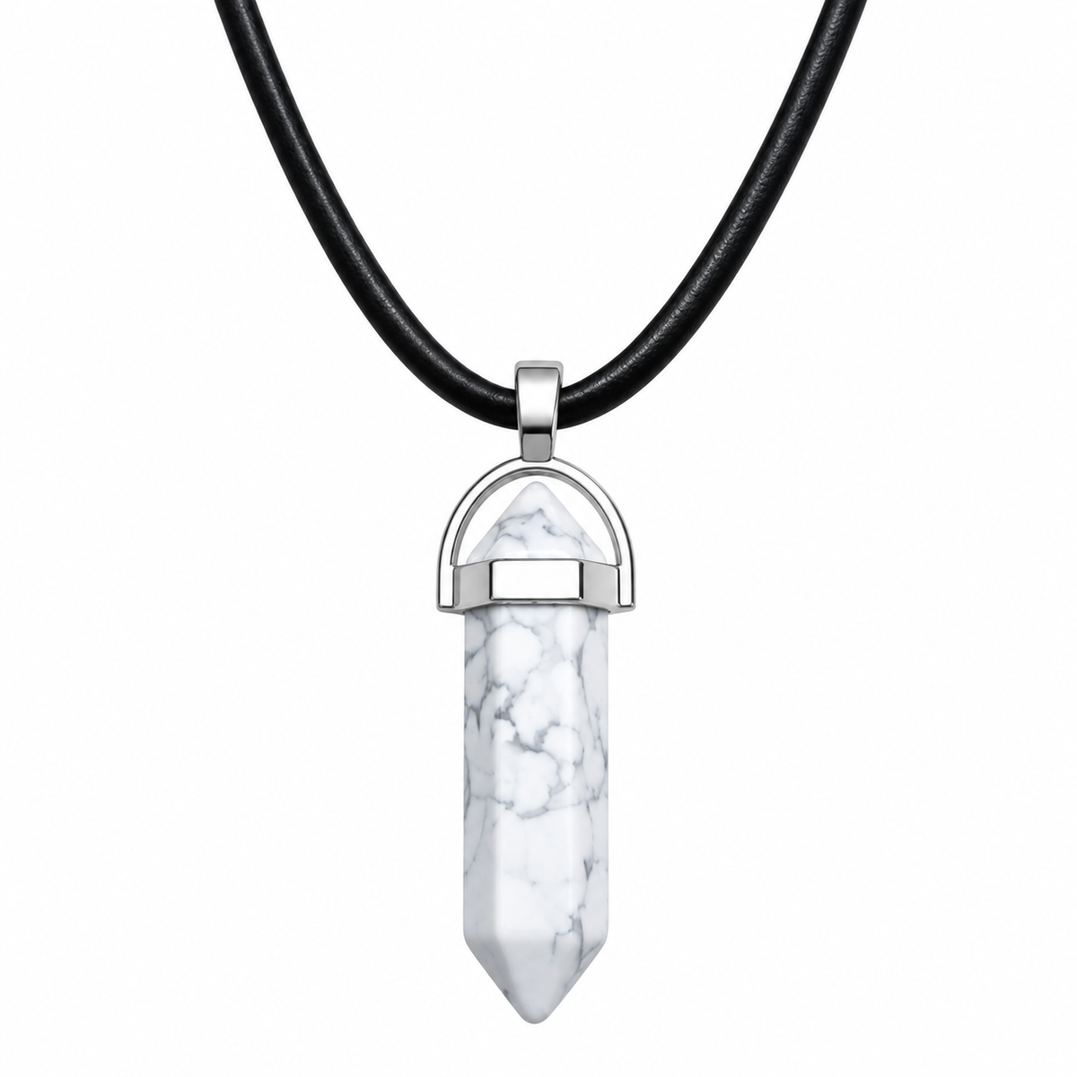 Natural Howlite Stone Leather Cord Necklace for Men