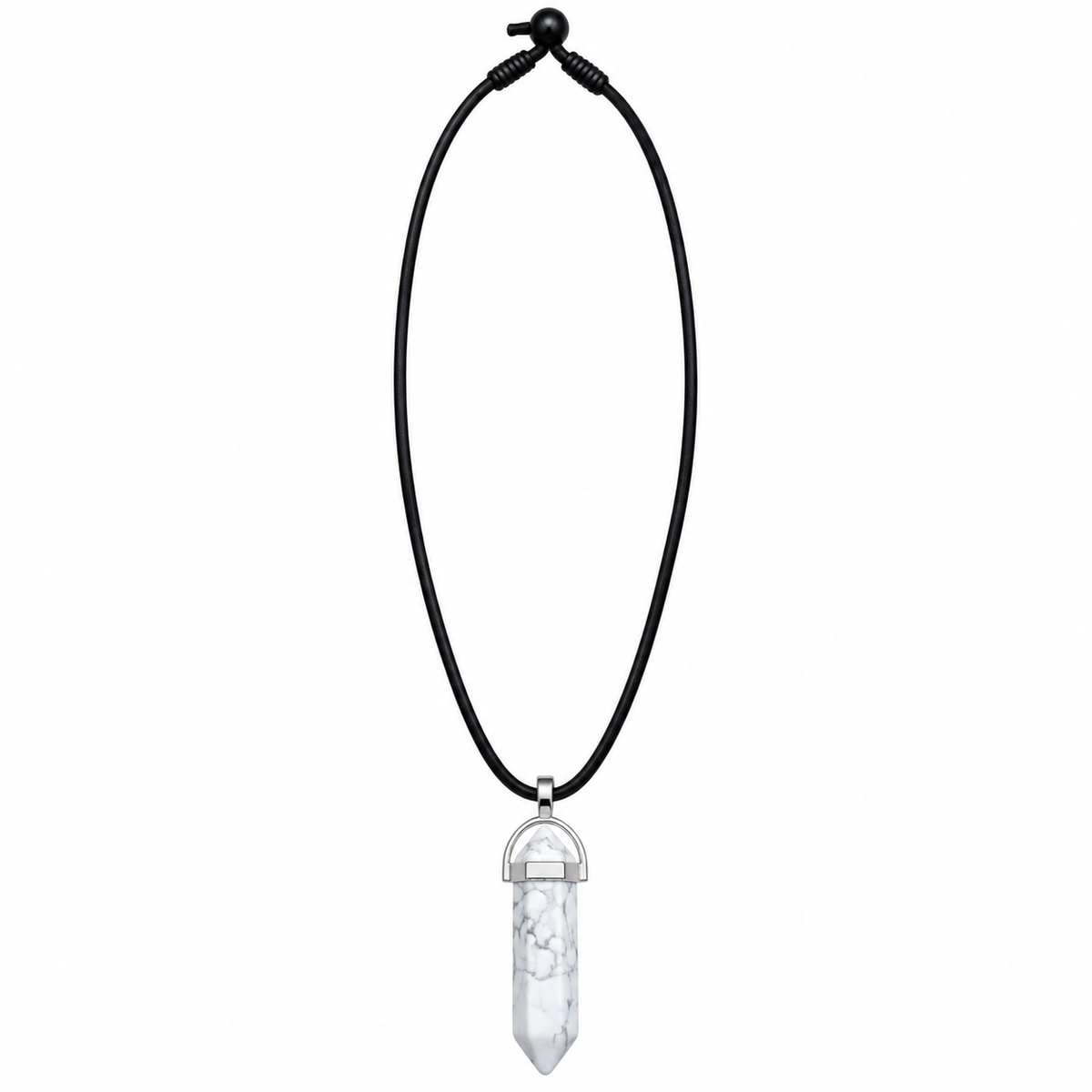 Natural Howlite Stone Leather Cord Necklace for Men