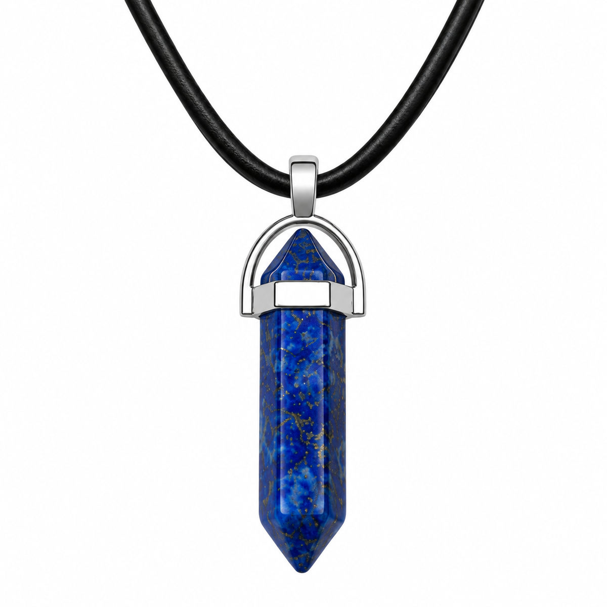 Natural Lapis Lazuli Stone Leather Cord Necklace for Men