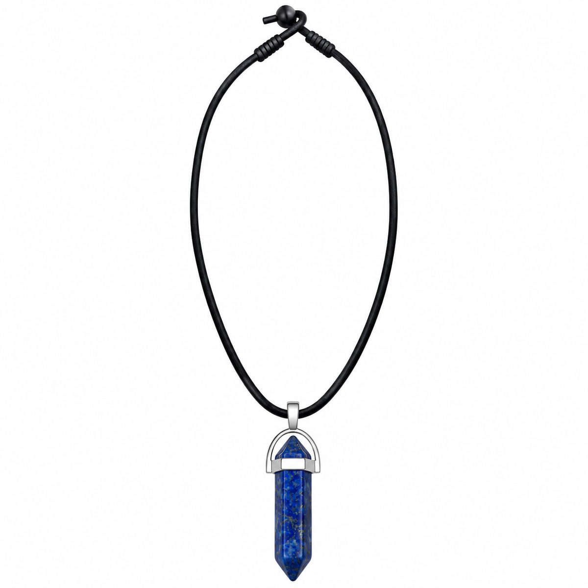 Natural Lapis Lazuli Stone Leather Cord Necklace for Men