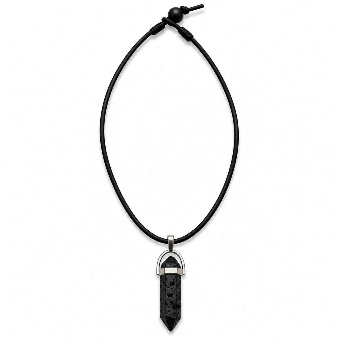 Natural Lava Stone Leather Cord Necklace for Men
