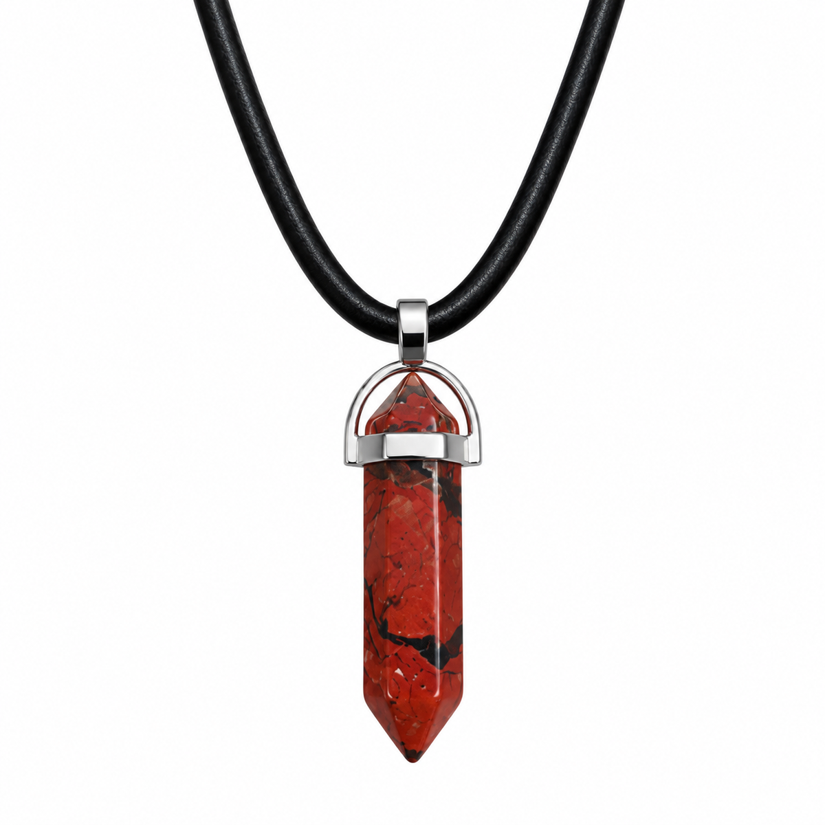 Natural Mahogany Obsidian Stone Leather Cord Necklace for Men
