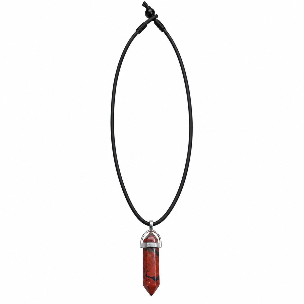 Natural Mahogany Obsidian Stone Leather Cord Necklace for Men