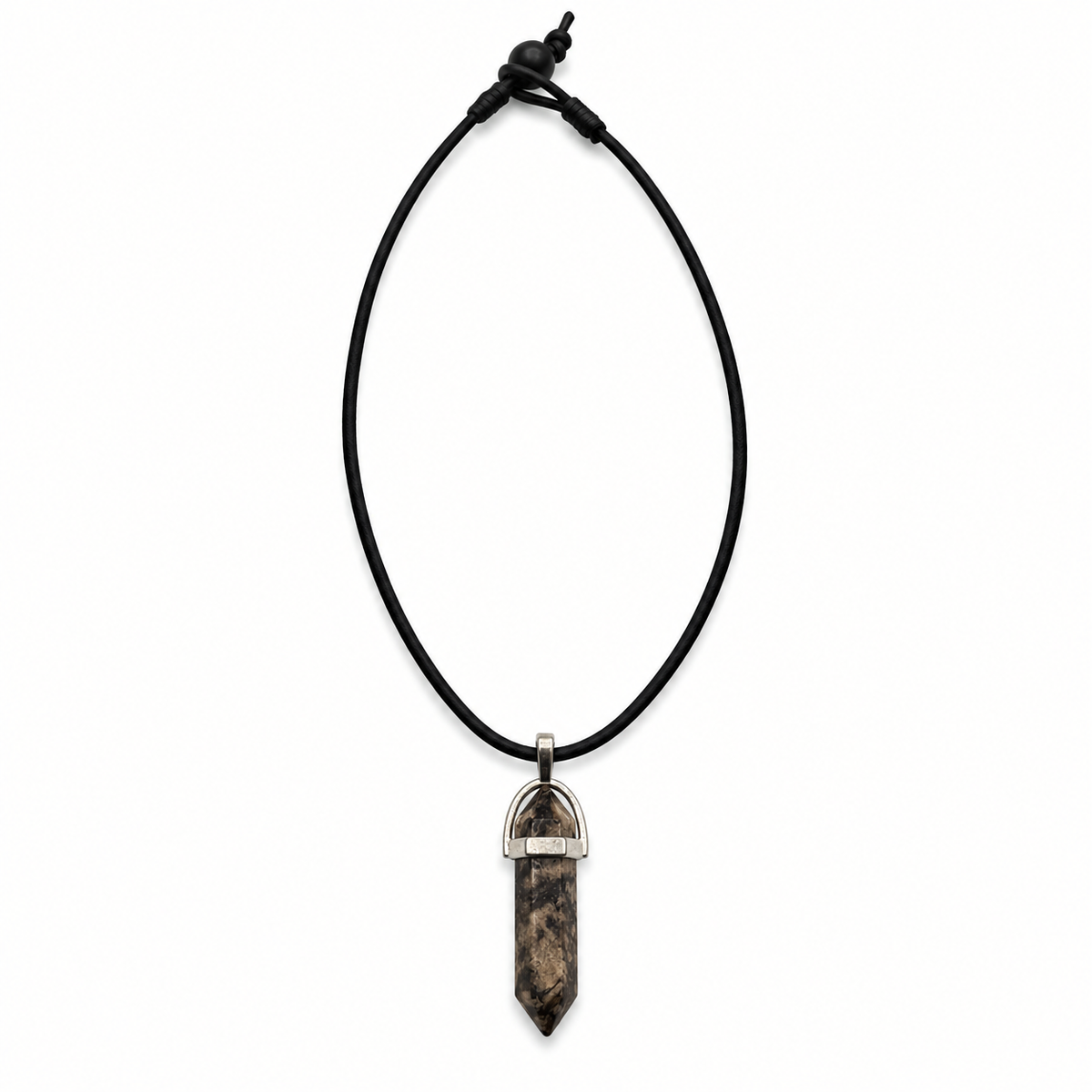 Natural Rhodonite Stone Leather Cord Necklace for Men