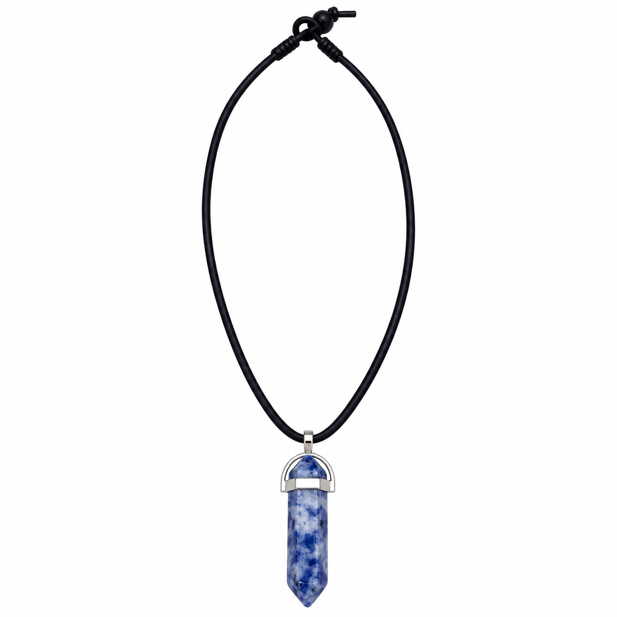 Natural Sodalite Stone Leather Cord Necklace for Men