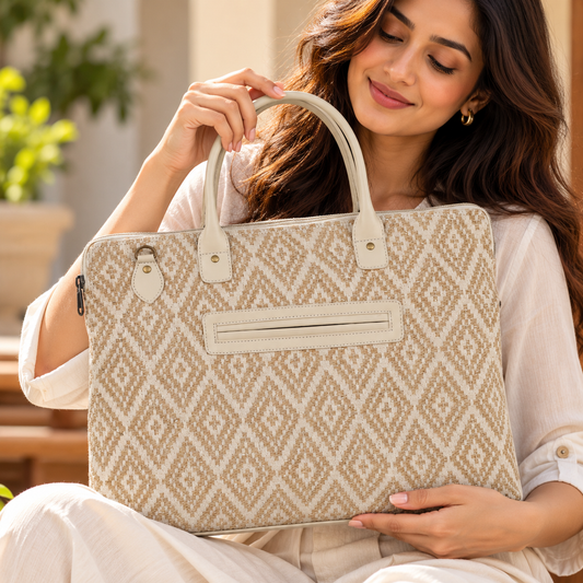 Laptop Bag for Women for 15.6 inch Laptop (Natural & Beige)