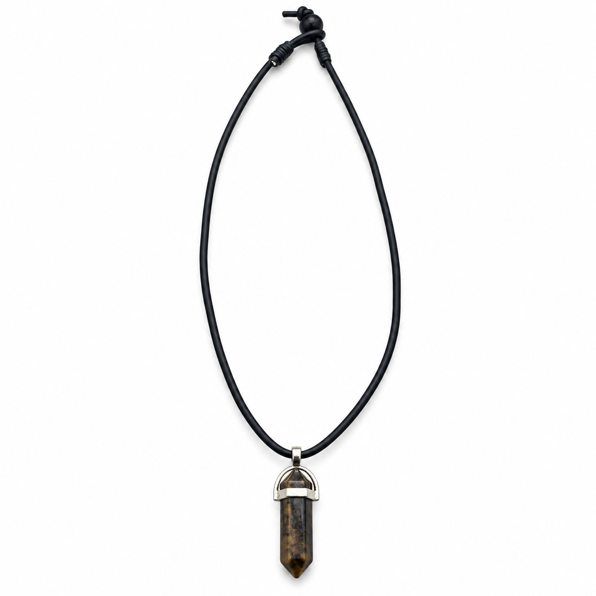 Natural Tiger Eye Stone Leather Cord Necklace for Men