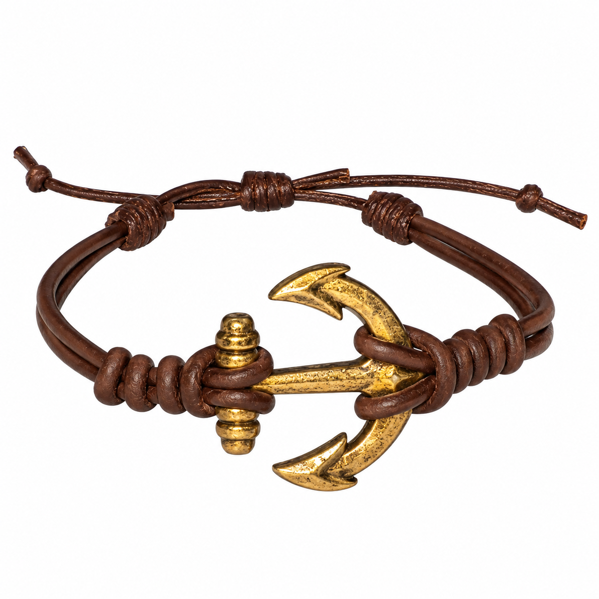 Nautical Anchor Leather Bracelet for Men