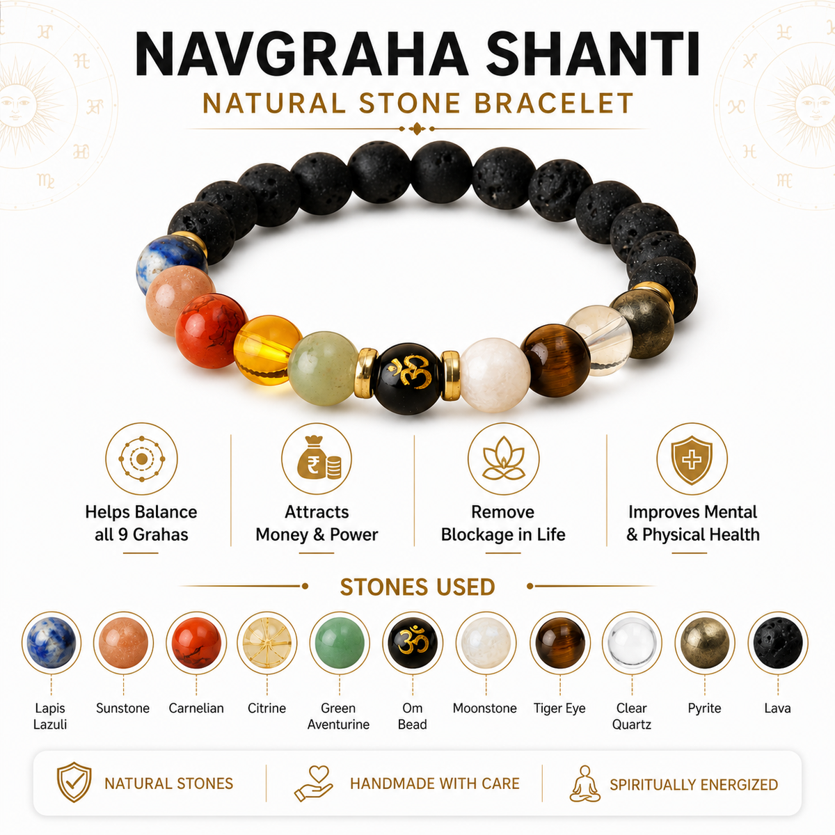 Navgraha Shanti Natural Stone Bracelet