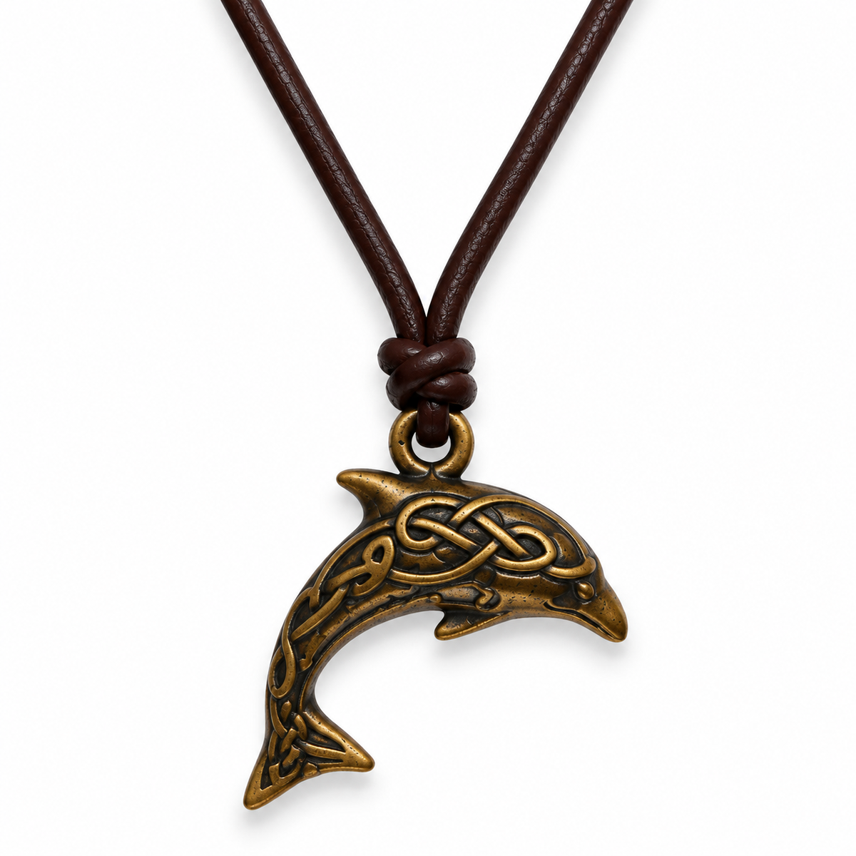 Ornate Dolphin Leather Necklace for Men