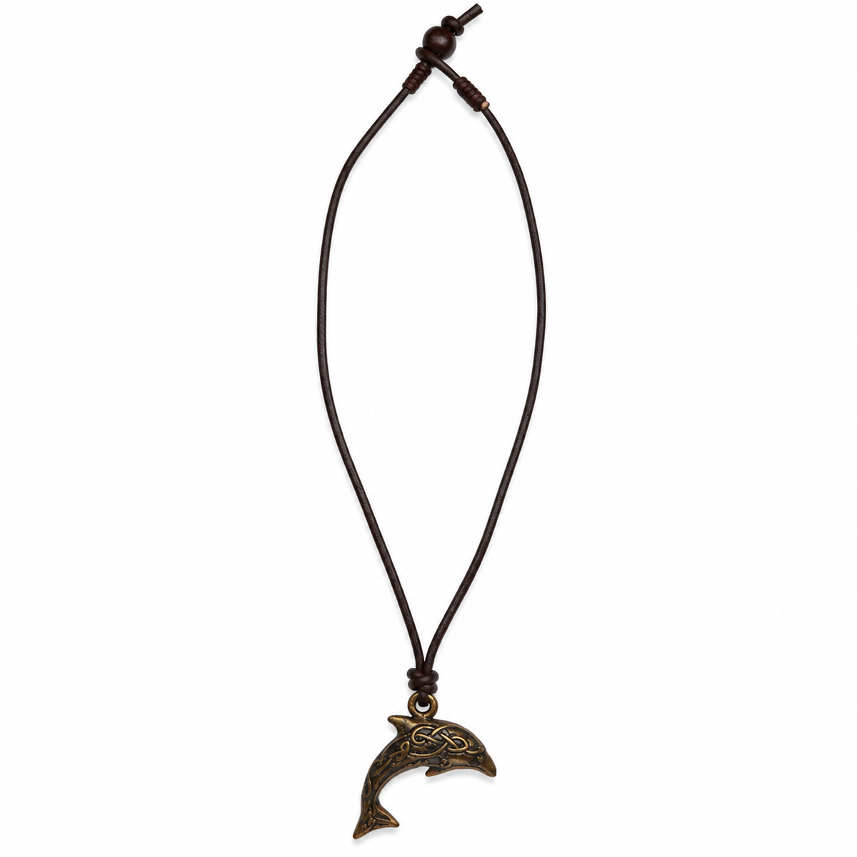 Ornate Dolphin Leather Necklace for Men
