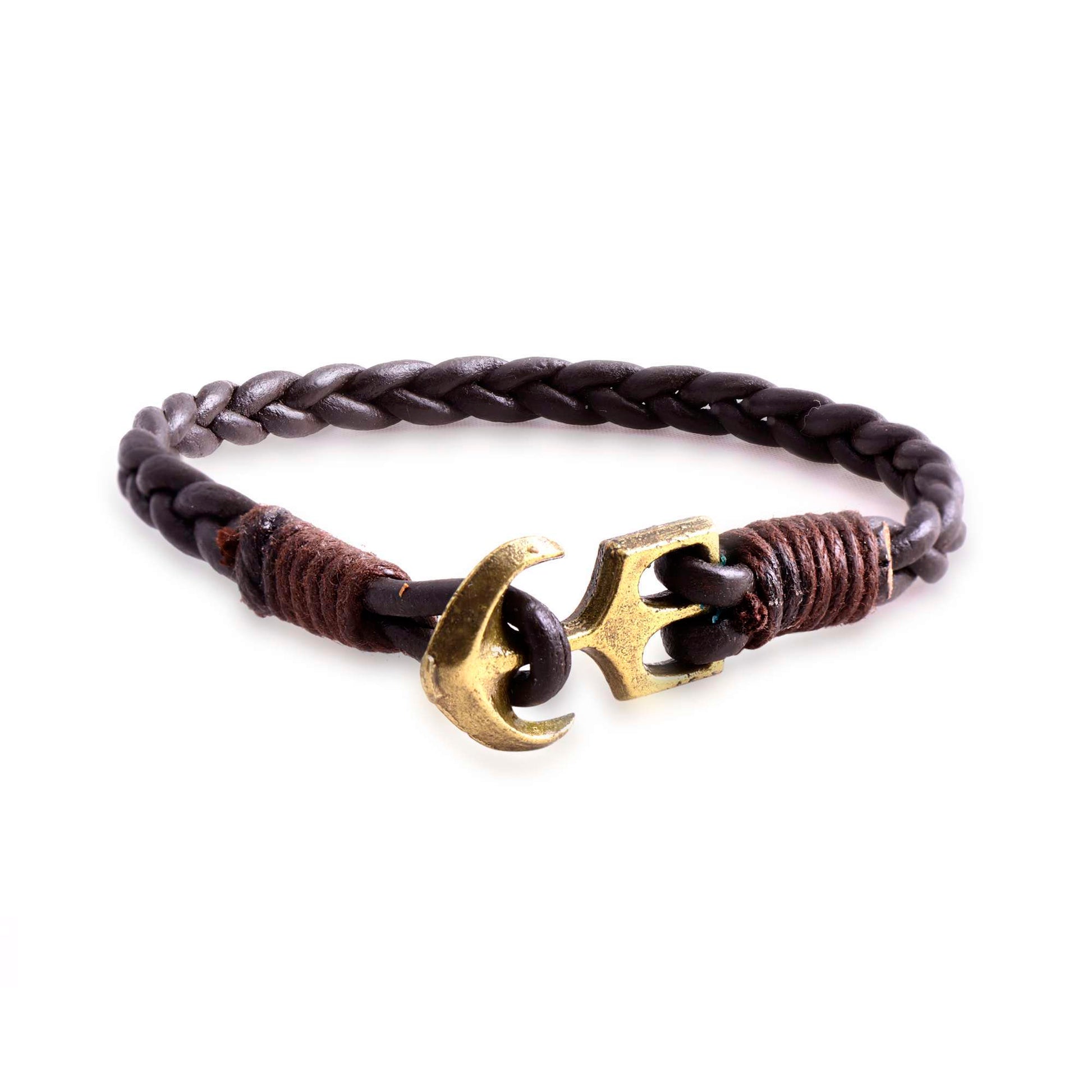 Oslo Leather Bracelet with Anchor for Men