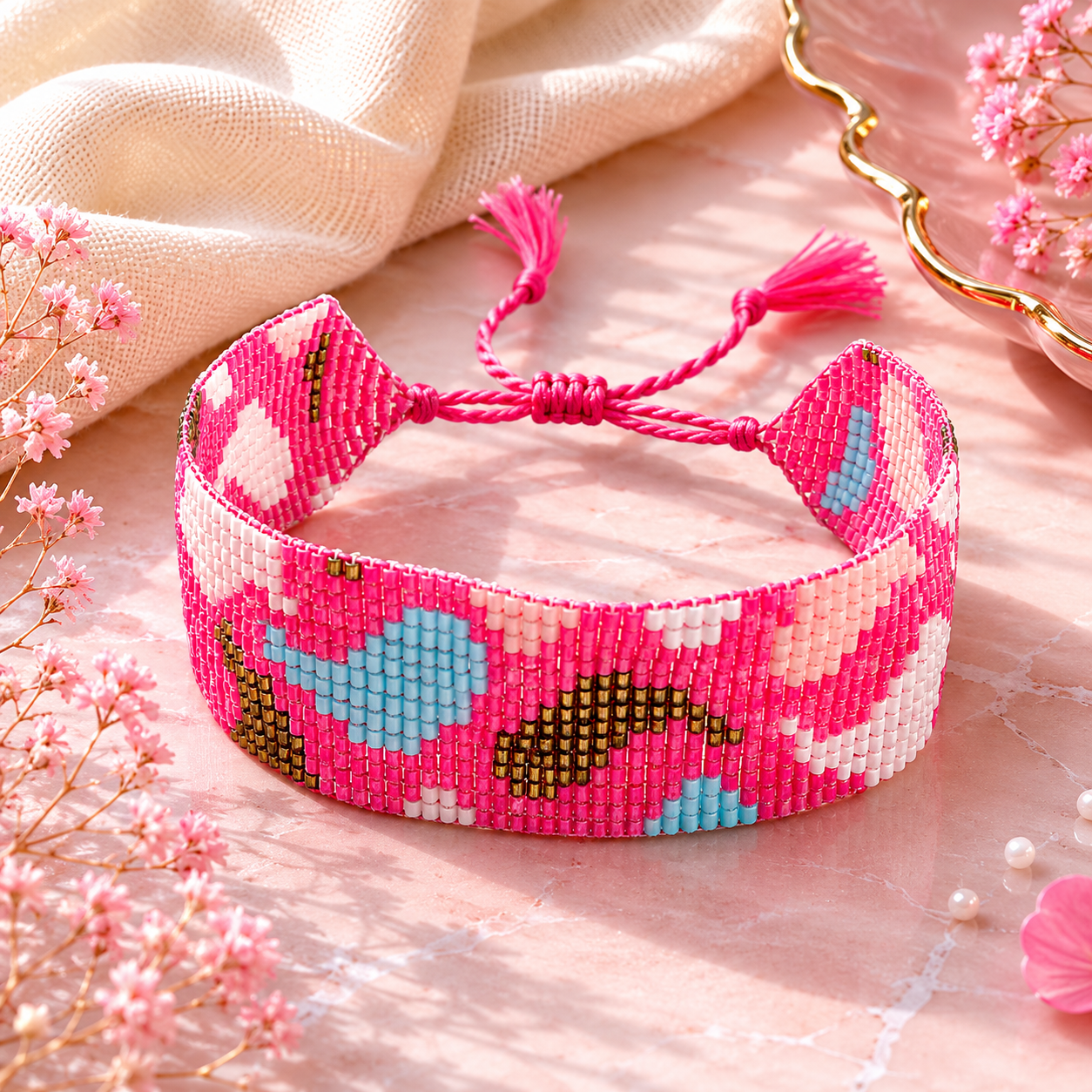 Whale Pattern Adjustable Beaded Bracelet for Women