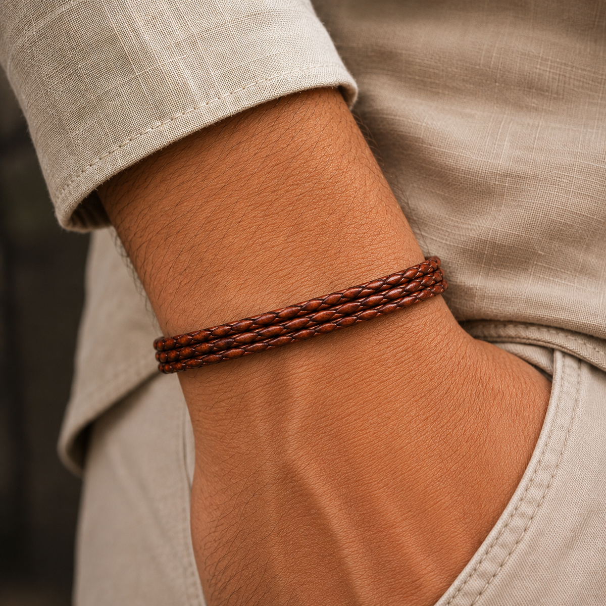 Palma Men’s Braided Leather Bracelet