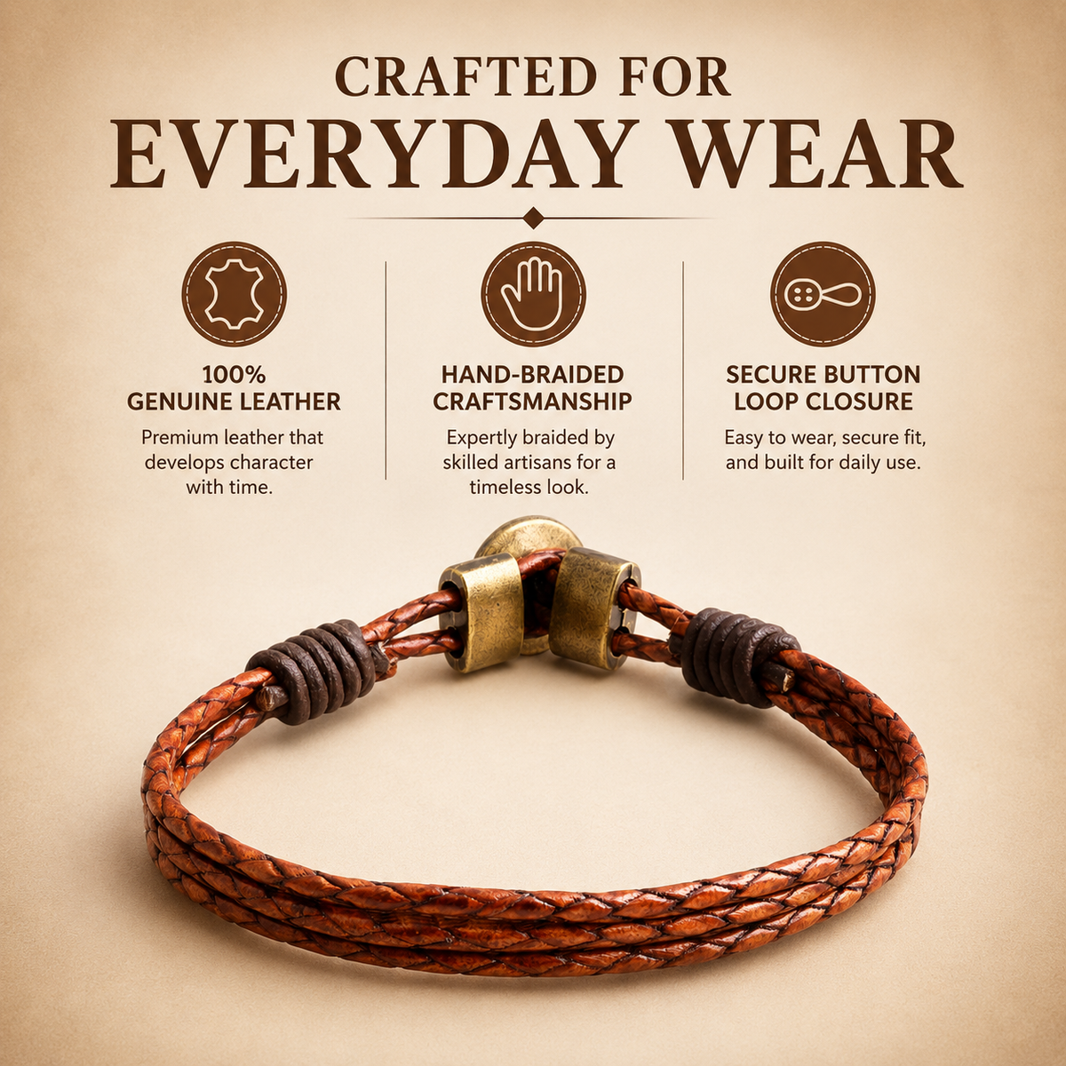 Palma Men’s Braided Leather Bracelet